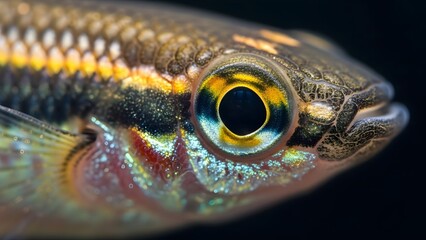 Close-up of a fishs eye and scales.
