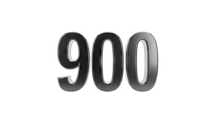 3D Rendered Number 900 Isolated on White Background
