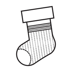 Outline of a Christmas sock on a white background