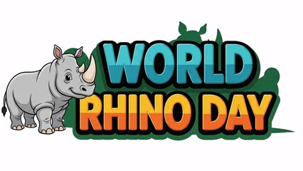 World wildlife day illustration of world rhino day illustration with cartoon rhinoceros character