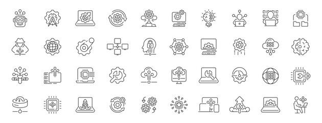 Software icons set. editable line icons, linear, app development and tech symbols