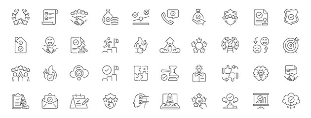 Fototapeta premium Business success icons set. editable line icons, linear, professional symbols