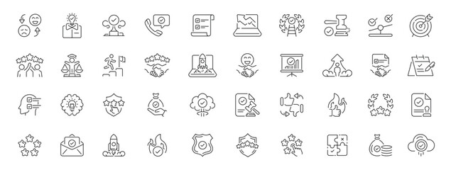 Success and achievement icons set. editable line icons, motivation, victory symbols
