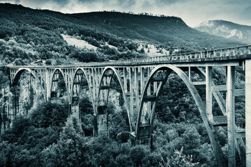 Djurdjevica Tara Bridge - famous concrete arch bridge over the Tara River in northern Montenegro