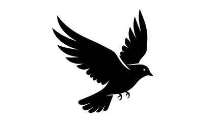 Obraz premium Elegant black silhouette of a soaring bird with outstretched wings illustrating freedom and grace