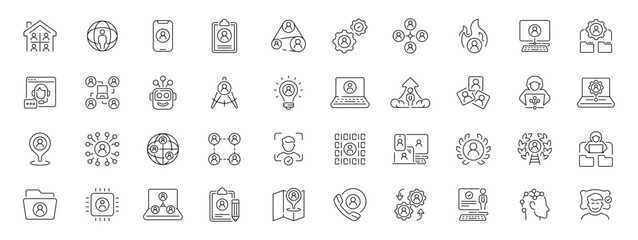 Fototapeta premium User management icons set: editable line icons, outline, admin and profile tools