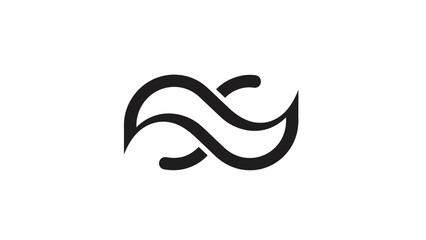 Fototapeta premium Modern minimalist black and white abstract wave logo design for branding and identity
