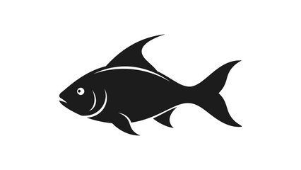 Obraz premium Minimalist black silhouette of a fish emphasizing aquatic life and marine ecosystems in a simple