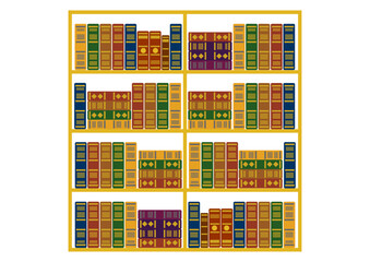 落ち着いたインテリア、洋書が並ぶ木製の本棚 - Calm Interior, Wooden Bookshelf with Western Books