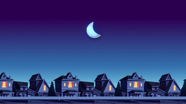 Night Switch to Day Cartoon Town 2D Animation