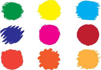 Colorful Brush Stroke Circle Set Abstract Paint Ink Shapes Collection