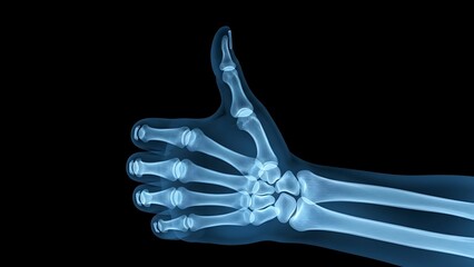 Naklejka premium X-ray of a thumbs-up hand gesture