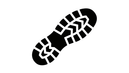 Silhouette of a rugged outdoor hiking boot sole design emphasizing durability and grip for