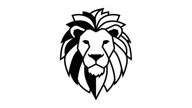 Bold black and white lion head emblem representing strength and courage for logo design