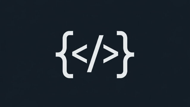 Programming Code Symbol Icon on Dark Background Minimalist Flat Vector Design