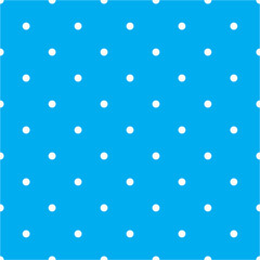 Tile vector pattern with white polka dots on pastel blue background
