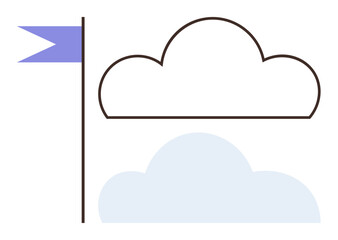 Cloud design and flag icon emphasizing progress, aspirations, creativity, collaboration, innovation, achievements, and clarity. Ideal for branding, teamwork startups strategy simplicity dream