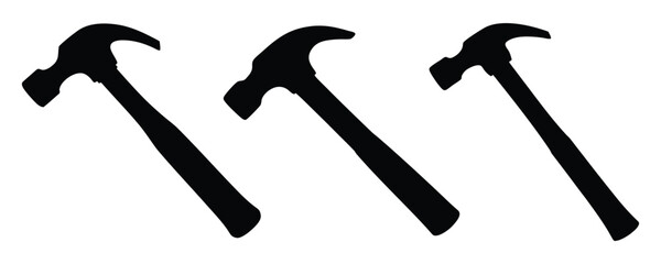 hammer icon vector silhouette, claw hammer tool vector illustration
