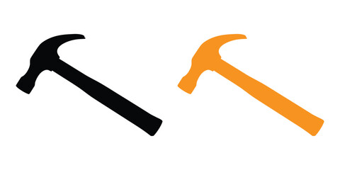 hammer icon vector silhouette, claw hammer tool vector illustration