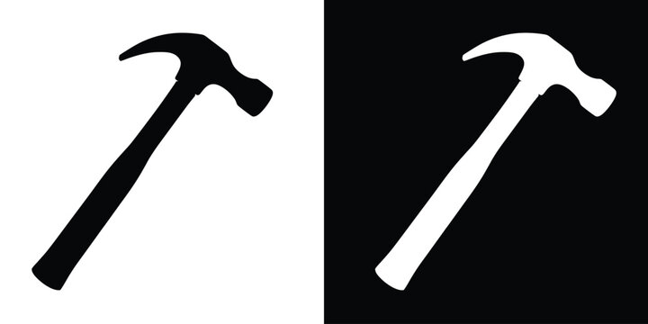 hammer icon vector silhouette, claw hammer tool vector illustration