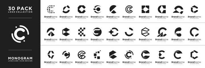Set of creative initial letter c logo design inspiration.