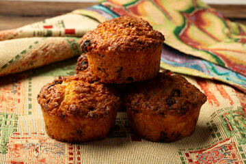 Handmade, homemade cupcakes. Cupcakes on the table after cooking.