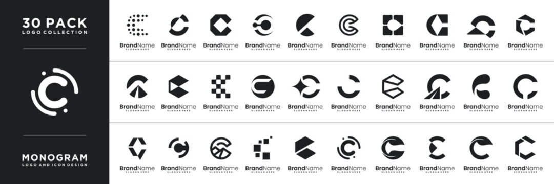 Set of creative initial letter c logo design inspiration.