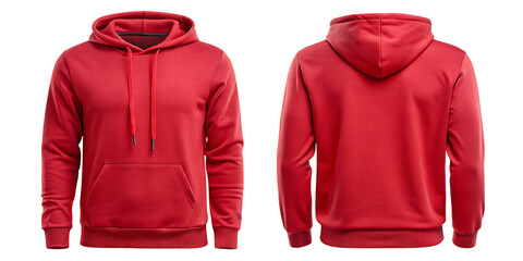 Red hoodie sweatshirt on white background isolated on a transparent background clothing front