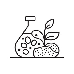 Bio Technology and Eco Science Concept Icon in Black and White Vector