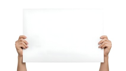 Large White Poster Mockup Held by Hands