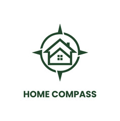 Green minimalist compass logo featuring a residential house icon.