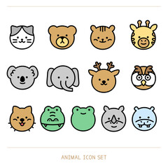 동물 얼굴 아이콘 세트