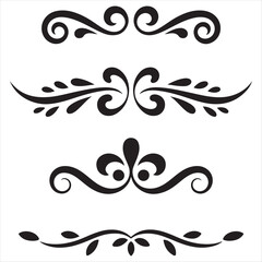 Black Decorative Flourishes and Leafy Ornaments swirl