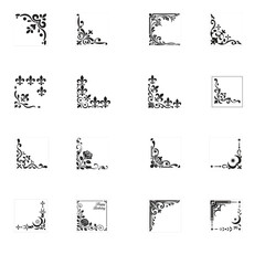 Ornate corner decorations and frames with floral motifs Keywords: corner, decoration, ornament