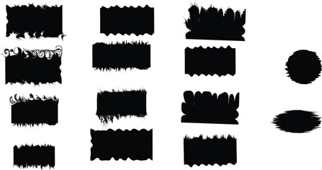 Obraz premium A collection of black rectangular and oval brush strokes on a white background