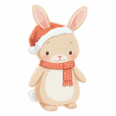 rabbit with christmas hat