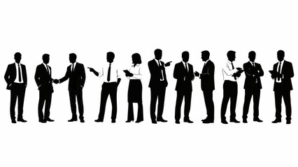 Group of business professionals interacting and networking in a modern office environment from a straightforward viewpoint.