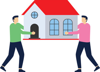 House in hand, product presentation. Businessmen offer Assets on hand ready to doing ok gesture with thumbs up.

