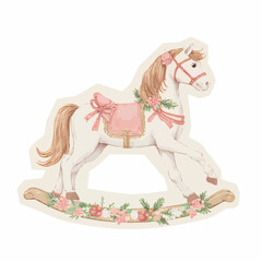 Scrapbook illustration of a rocking horse 