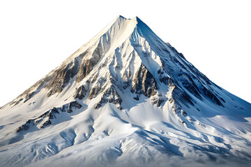 Snowy mountain peak with rugged terrain  isolated on a transparent background.PNG.AI GENERATED