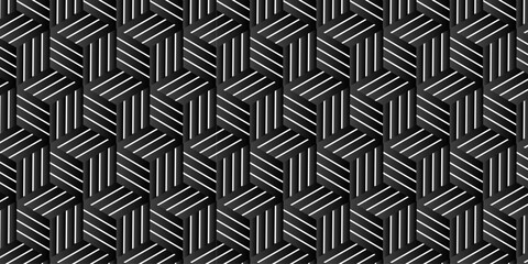 Futuristic minimal honeycomb mosaic gray background. Modern hexagon seamless vector pattern. Seamless pattern with hexagon fabric geometric pattern. Abstract ornament diamond tile design.