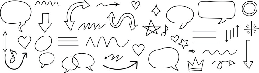 A collection of various black line drawing symbols and shapes