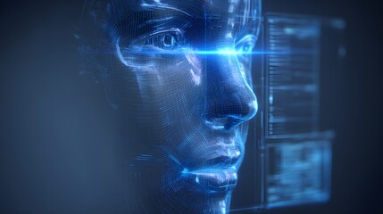 Futuristic Artificial Intelligence Portrait - A Glimpse into the Digital Mind.
