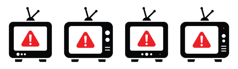 Television error warning icon, vector illustration