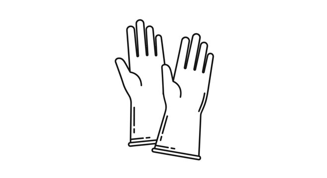 A simple line art icon of a pair of long rubber gloves for cleaning or protection, isolated on a white background.