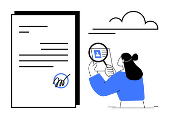 Document verification. Digital signature on paperwork for legal procedures, identity authentication, and secure verification. Document verification for contracts, hiring, legal, identification