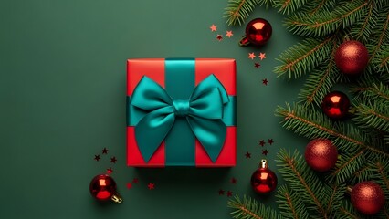 Festive Christmas tree decorated with gifts and colorful ornament boxes for a joyful holiday celebration