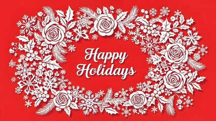 Merry Christmas greeting card with snowflakes design