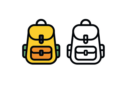 Two backpack icons, one colored yellow and orange, the other outlined in black