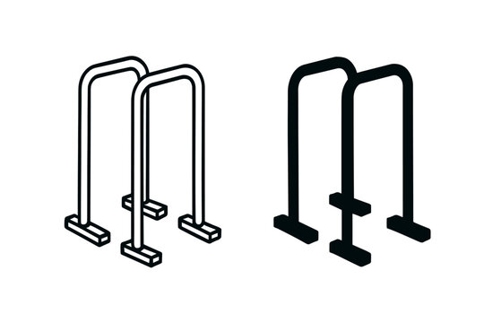 Parallel bars for fitness and calisthenics exercises in isometric view